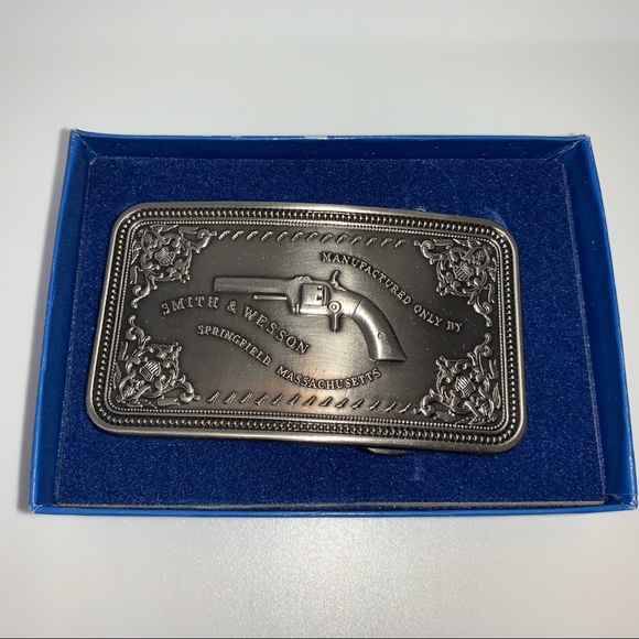 #SOLD# BUCKLE HP🎉VTG 1980 Smith&Wesson PistolCase AntiqueSilver RARE - Picture 5 of 7